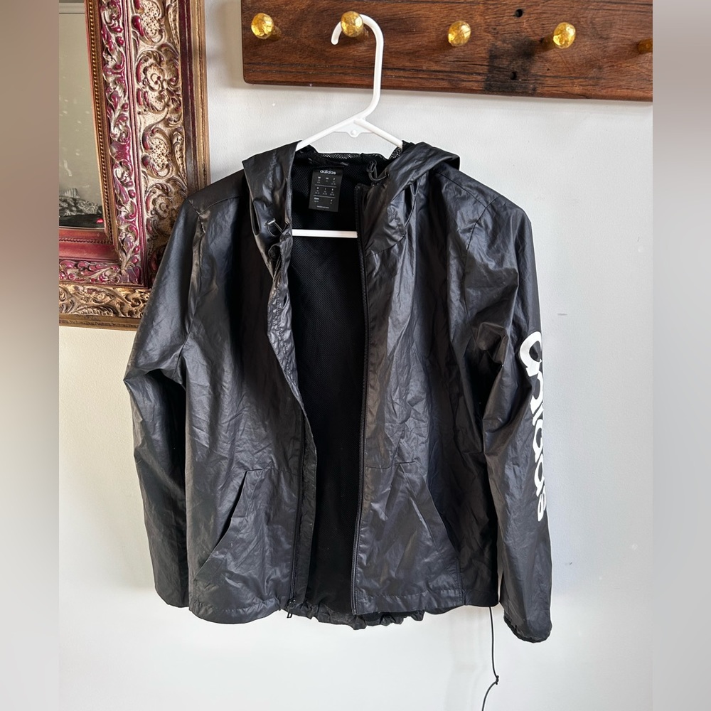 adidas black rain coat